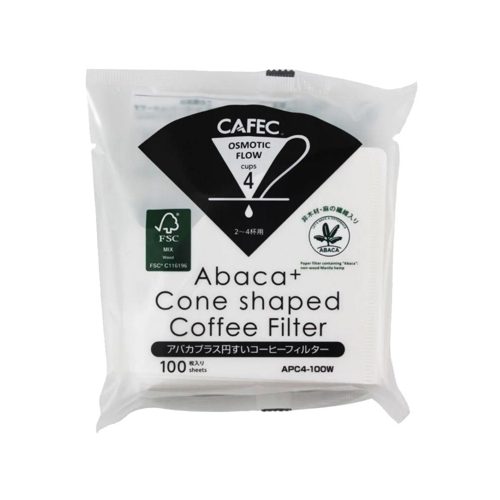 Cafec - filtry białe ABACA+ 4cup 100 sztuk