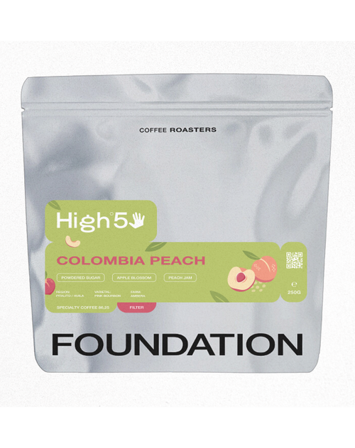 Kawa specialty Kolumbia Peach Pink Bourbon Cofermented – Foundation Coffee | cukier puder, kwiaty jabłoni, powideł brzoskwiniowe