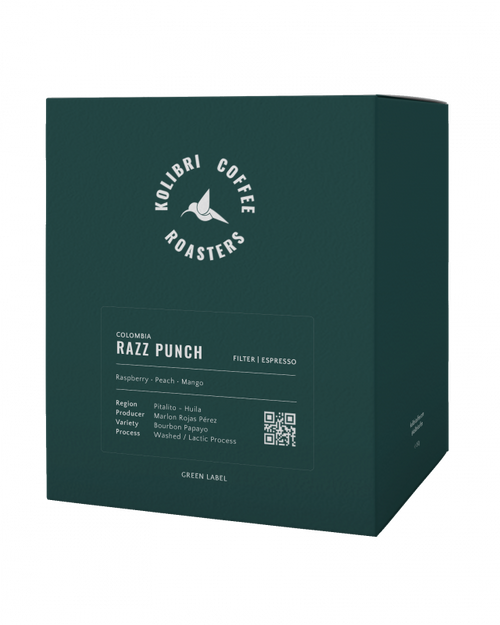 Kawa specialty Kolumbia Razz Punch Bourbon Papayo Lactic La Reserva Marlon – Kolibri Coffee Roasters | maliny, mango